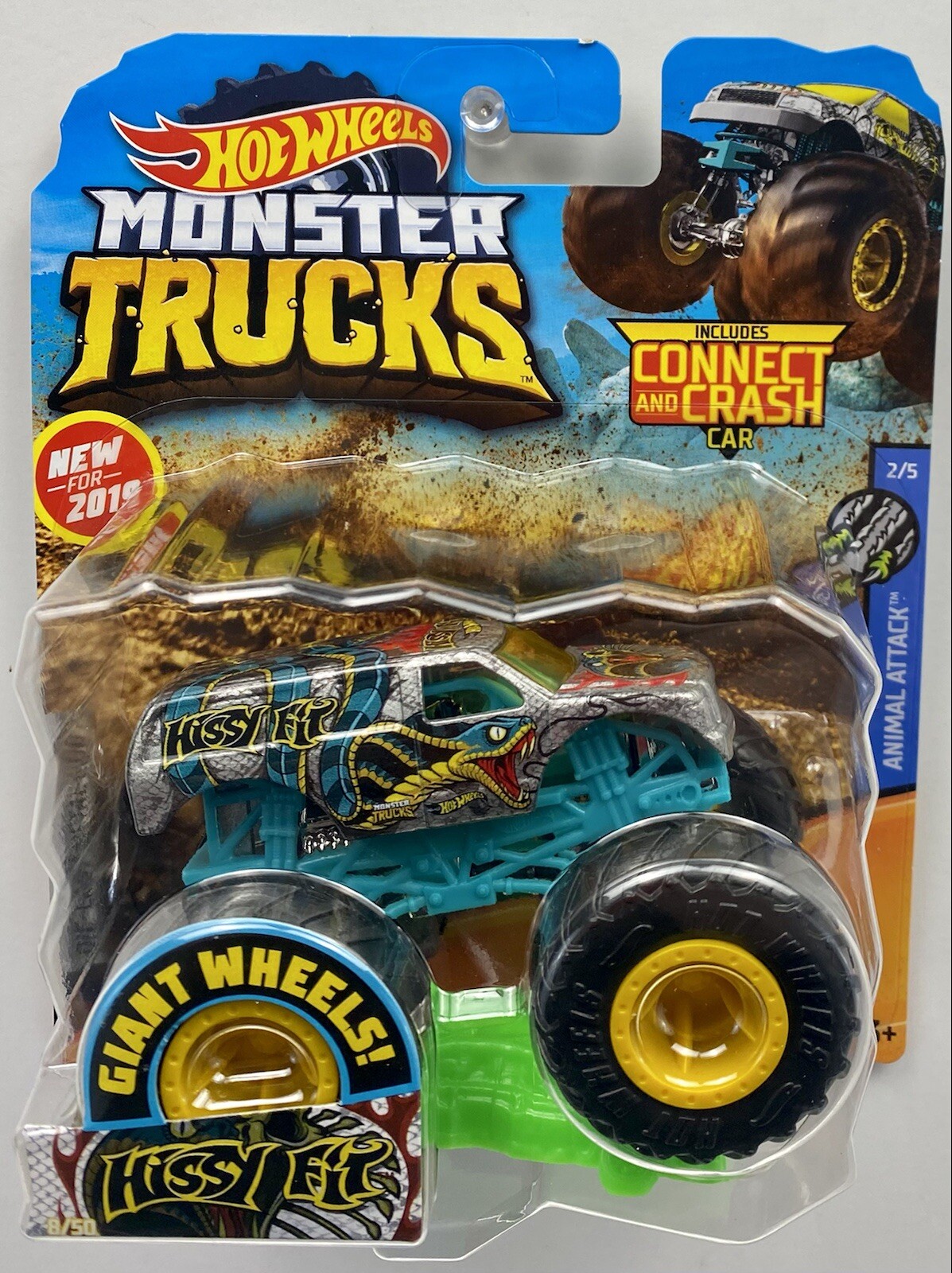NEW Hot Wheels Monster Truck HISSY FIT 1:64 Connect Crash Car Animal Attack 2/5