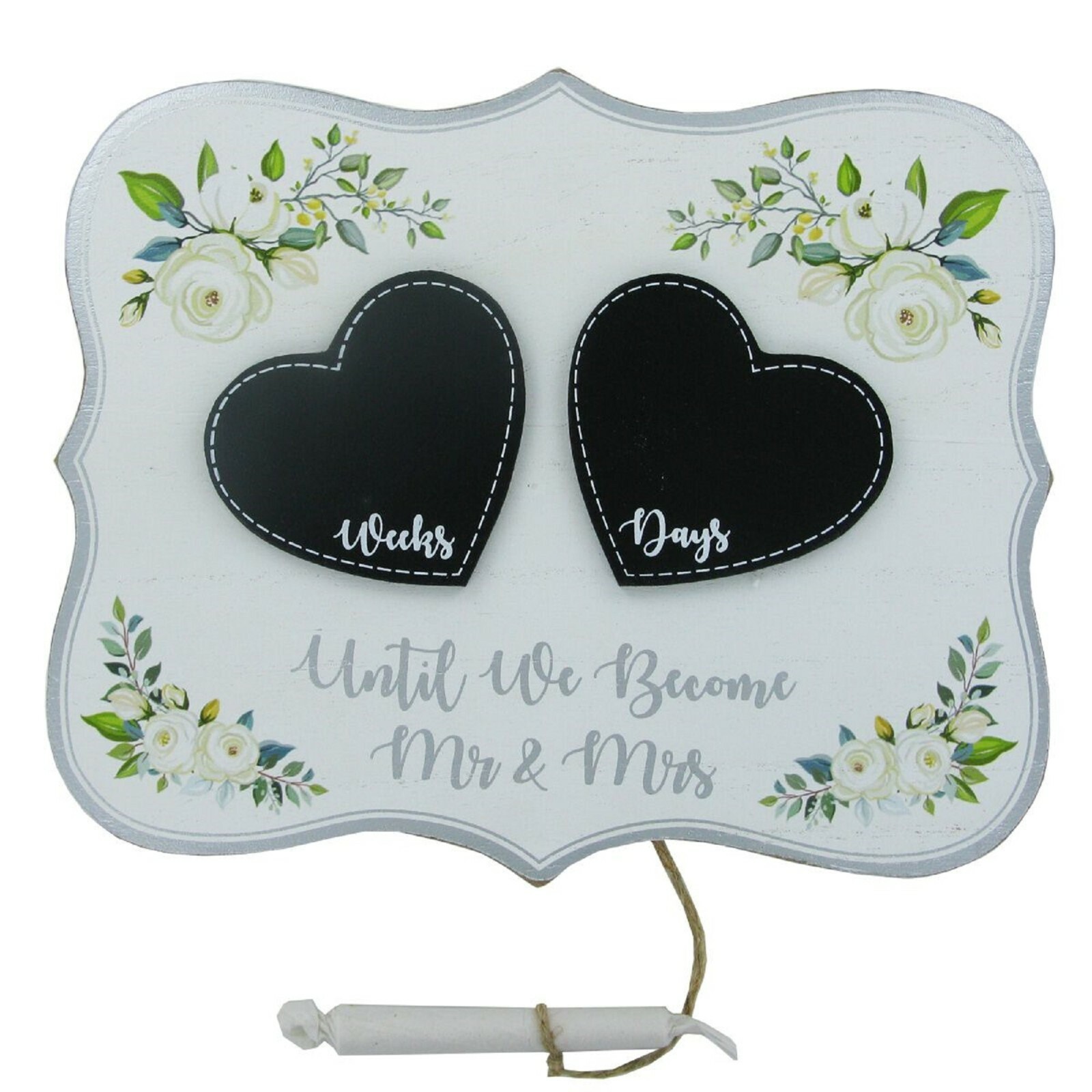 Wedding Countdown Chalkboard Weeks & Days Plaque Sign Engagement Gift Mr & Mrs