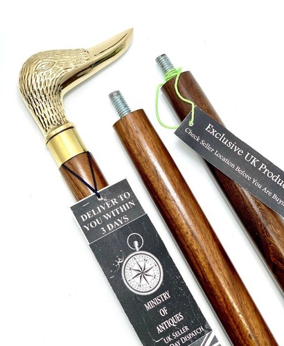 Bastón de madera con mango de diseñador estilo antiguo caña victoriana nuevo - Imagen 3 de 8