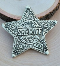 Collectable Western Brass Badge - Replica Old West Lincoln Country Sheriff Badge