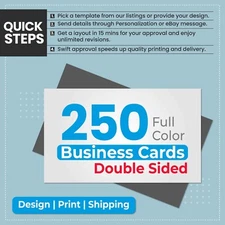 250 Custom Full Color Business Cards 2 Side Printing FREE DESIGN & FREE SHIPPING