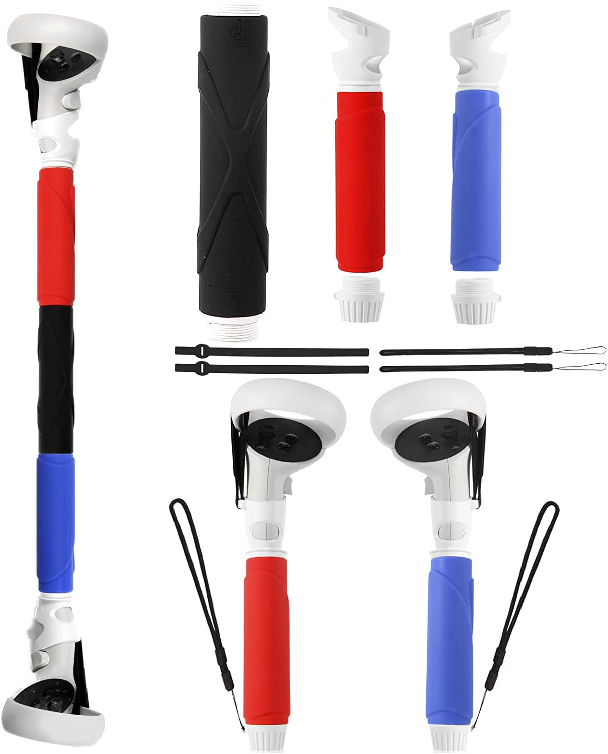 For Meta/Oculus Quest 2 Accessories Upgraded VR Dual Handles and Long Stick Hand