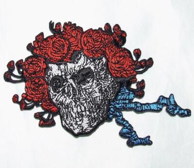 Grateful Dead Skull With Roses Shaped Iron On Patch Rock