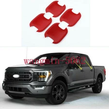 Fit For Ford F150 F-150 2021-2022 ABS Red Door Handle Bowl Decor Cover Trim 4P