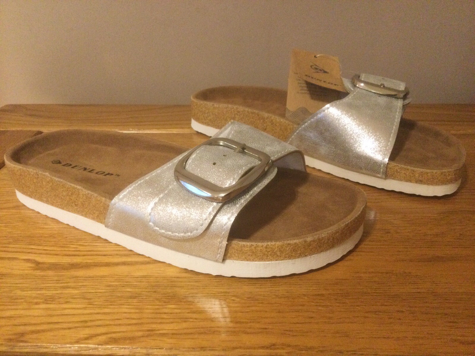 APL Sandali donna Dunlop "Single Buckle" taglia 4 argento NUOVI PREZZO AL PUBBLICO £35 00