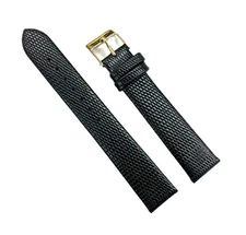 WATCH BAND GENUINE LEATHER LIZARD BLACK 18x16MM/LONG/REGULAR/SHORT (TOP QUALITY)