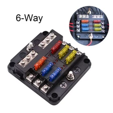 6Way Car Boat Blade Fuse Holder Box Block Panel Board Power Distribution 12/32V
