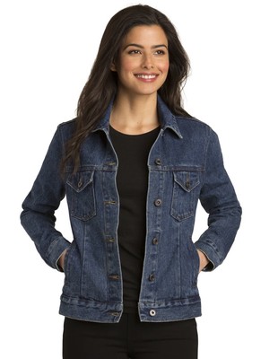 PORT AUTHORITY BLUE DENIM WOMEN'S TRUCKER JACKET Rainforest Kisses embroidered