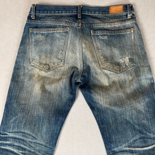 Japanese Selvedge Jeans Mens 30x33 Slim Straight Destroyed Thrashed Distressed - Picture 5 of 21