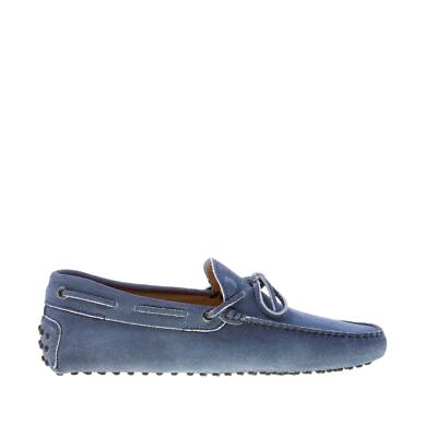 TOD'S Herrenschuhe Halbschuh Gummis Wildleder blau delavé mit Schnürung
