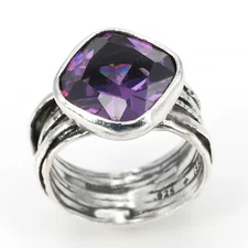 Retired Silpada Oxidized Sterling GLADIATOR GLAM Purple CZ Ring R2757 Size 6