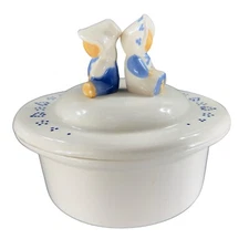 1980s Dutch Children Casserole Baking Dish Amish Style Covered Ceramic Dish VTG