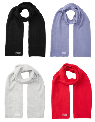 VICTORIAS SECRET PINK LOGO KNIT RIBBED WINTER SCARF SOFT 66