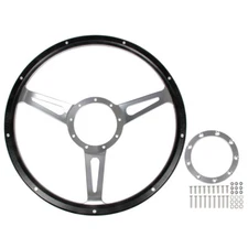 CJ Classics Steering Wheel 14” 9-Bolt Black Forest With Satin Slotted Spokes