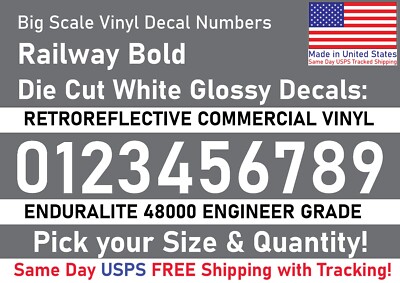 0-10 7''-32'' Big Size Vinyl Reflective Decal Numbers (White), 7Yrs Outdoor Film