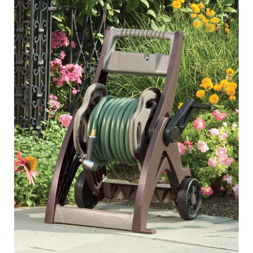 Home Garden Watering 175ft Hosemobile Hose Reel Cart Mocha&Taupe Reel Storag US