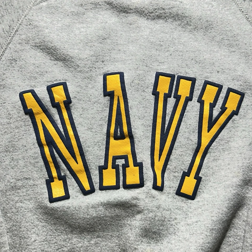 Sudadera Boxy Vintage Marina de los Estados Unidos Para Hombre Talla L Gris Amarillo Azul Marino Hecha en EE. UU. Foto 2 de 4