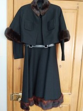 70s/80s Fur Trimmed. 2 Piece Bolero Jacket And Dress