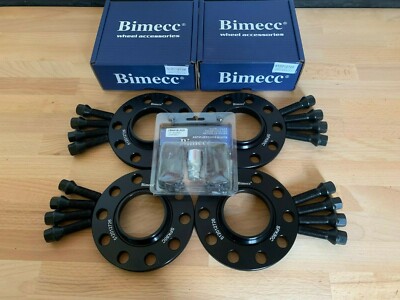 5X112 57,1 15mm 20mm BIMECC ALU SPURVERBREITERUNGEN SCHWARZ + KONISCHE BOLZEN SCHLOSSER