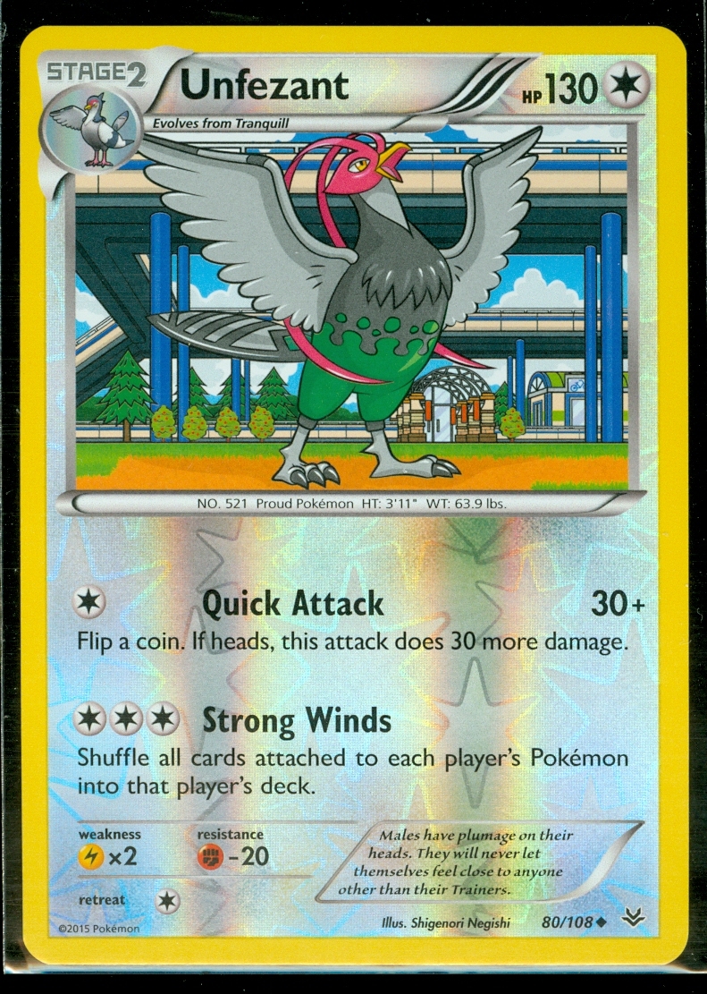 Pokemon UNFEZANT 80/108 - XY Roaring Skies - Rev Holo - MINT