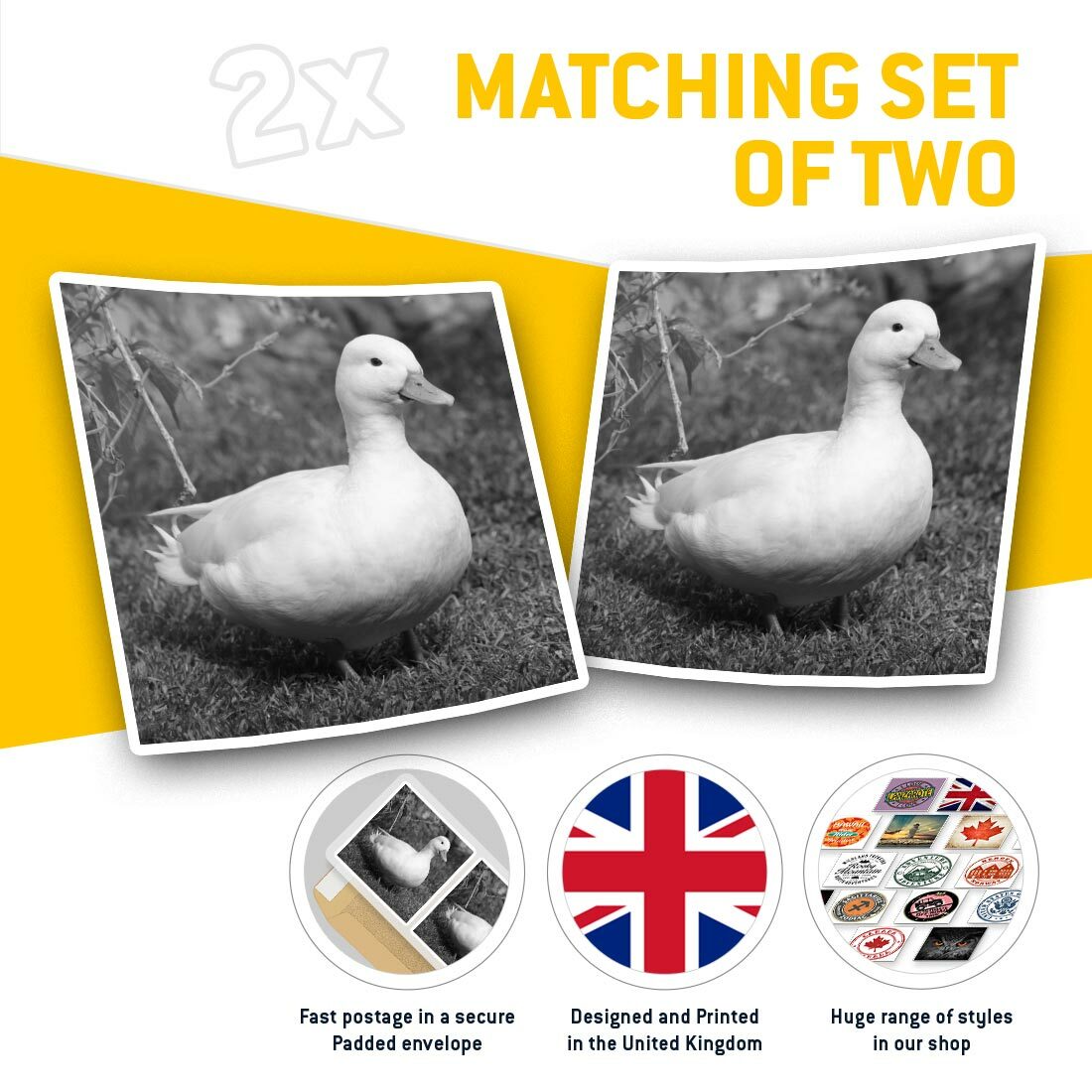 2 x Square Stickers 10 cm - White Call Duck Ducks Cute #38227 | eBay