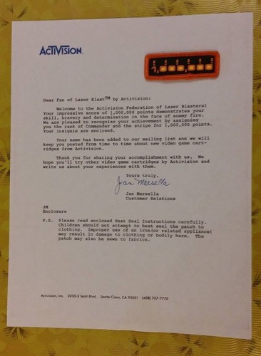 🙂~ Atari Videospiel Vintage 80er Jahre Activision Patch -- Laser Blast One Million - Bild 2 von 3