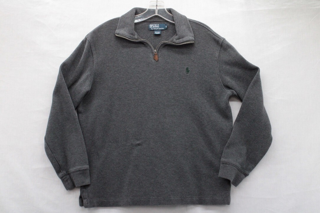 Maglione pullover Polo Ralph Lauren da uomo grigio M 1 4 cerniera costiera logo pony