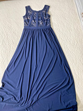 Morgan & Co. Women Sleeveless Maxi Prom Dress size 3/4, Blue