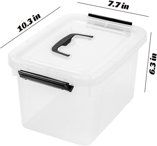 6-Pack Stackable Clear Plastic Storage Bins with Secure Lids & Latches - 6 Quart - Picture 4 of 11