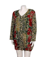 Carole Little Jacket Womens Size 16 Multicolor Floral Art to Wear Vintage Button
