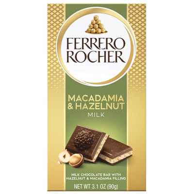 Ferrero Rocher Premium Milk Chocolate Bar Macadamia Hazelnut Cream 3.1oz