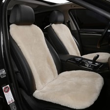 Dotesy 2 Packs Genuine Australia Sheepskin Auto Front Seat Pearl White