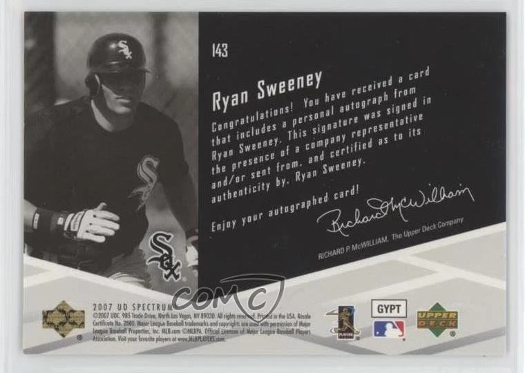 2007 Upper Deck Spectrum Rookie Signatures Ryan Sweeney #143 Auto - Image 2 of 2