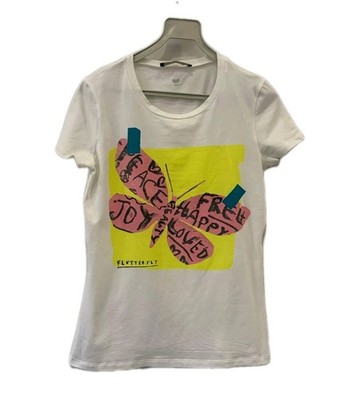 Weekend Max Mara Women s White Butterfly Graphic T-Shirt Luxury Italy Size S #90