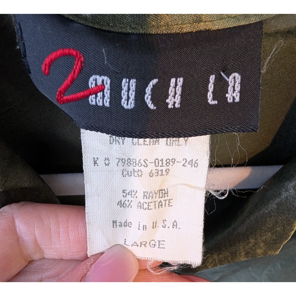 Rare VTG 90s Y2K Sage Green Satin Twee Forest Fairy Grunge Collared Top Large - Image 4 of 4