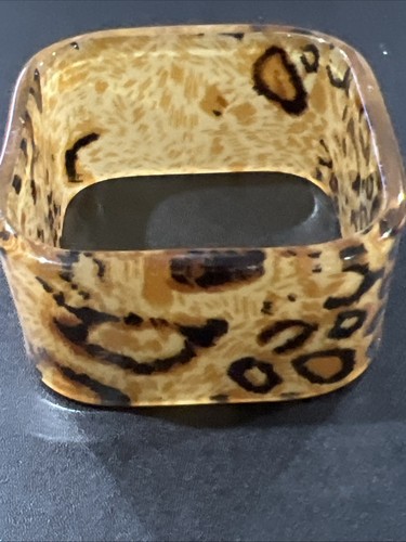Lucite Plastic Square Bracelet Leopard