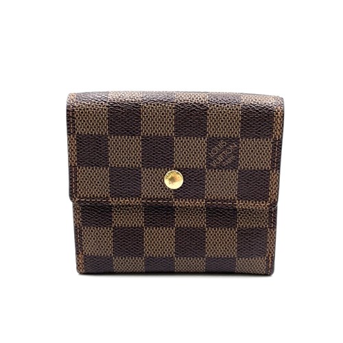 LOUIS VUITTON Portefeuil Elise Damier  ebene W hook wallet Brown Leather PVC