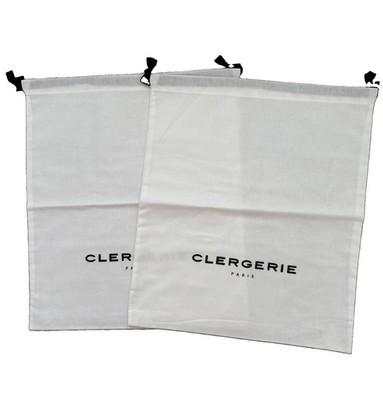 Clergerie Paris 2 Staubschutz Schuhbeutel weiß Baumwolle Logo L36 x B31 cm 