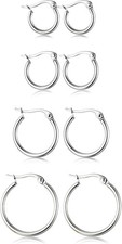 4 Pairs Stainless Steel Hoop Earrings Set Cute Huggie Earrings for Women,