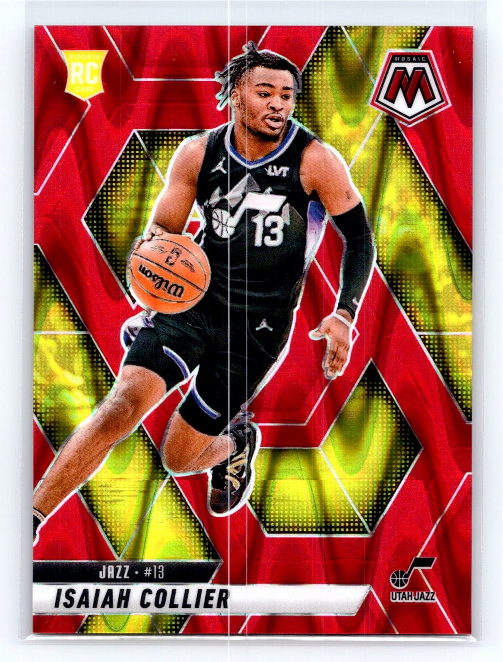 2024-25 Panini Mosaic #222 Isaiah Collier Red Seismic Mosaic #/299