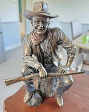 John Wayne Cowboy Sitting On Log Cold Cast Bronze Screen Legend Statue Veronese.