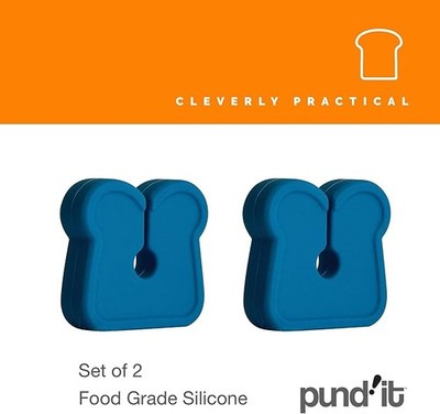 Pund'it Loaf Lock Bread Clips, Set of 2 Silicone Bagel Bag Clips, Navy