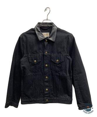 ADDICT CLOTHES Leather-colored denim jacket Size: 40 Black Men