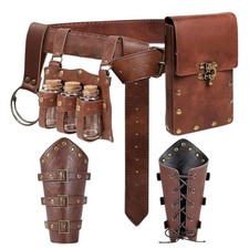 Renaissance Leather Belt Pouch Bracers Potion Vial LARP Ren Faire Costume