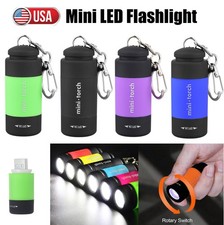 USB Rechargeable Mini LED Keychain Flashlight Waterproof Camping Outdoor Torch