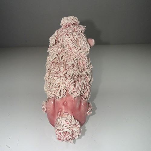 Statuina cane barboncino spaghetti rosa vintage - Foto 5 di 12