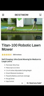 BESTMOW T100 Robotic Lawn Mower   NEW / Never Used   1.5 Acre, Wire Free, Self C