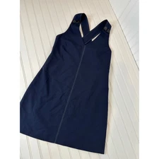 Misha Nonoo Dark Wash Blue Denim Mini Overall Dress Cotton Casual Size M