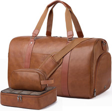 Large 3-In-1 Leather Duffle Bag for Travel Weekender Overnight Hospital Gym Bag