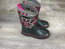 Girls Youth Bogs Classic Pansies Insulated Boots -30F Size 4 Girls Winter Snow